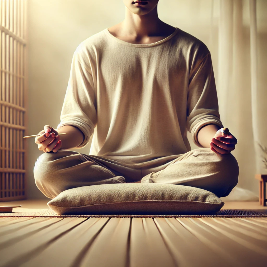 Una persona en meditacion estoica y manejo del estrés