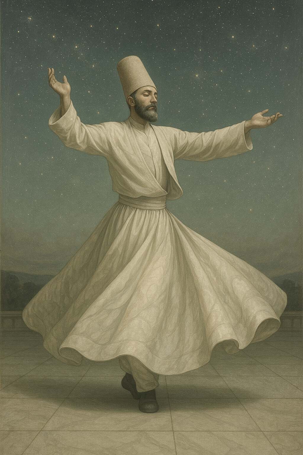 Sufismo 1 Derviche girando bajo un cielo estrellado